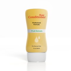 hair conditioner in yellow plastic bottle